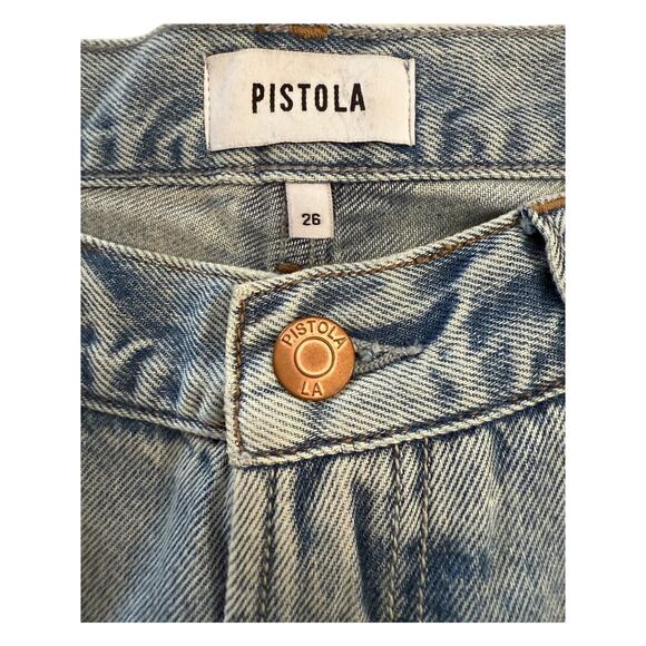 PISTOLA Women's Light Wash Wide Leg High Rise Crop Denim Jeans Sz 26 - Picture 3 of 8